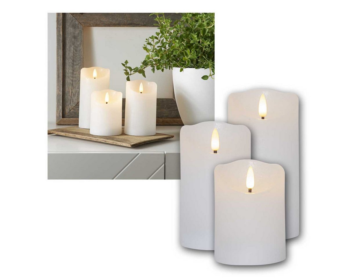 STAR TRADING LED-Leuchtmittel LED Echtwachs-Kerze 3D FLAMME RUSTIC 3er Set weiß, warmweiß STAR TRADING LED-Leuchtmittel LED Echtwachs-Kerze 3D FLAMME RUSTIC 3er Set weiß, warmweiß von STAR TRADING