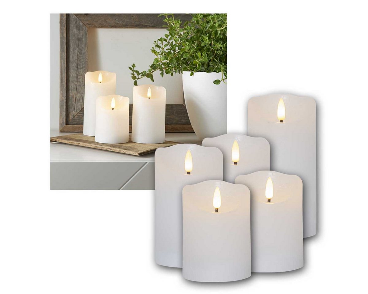 STAR TRADING LED-Leuchtmittel LED Echtwachs-Kerze 3D FLAMME RUSTIC 5er Set weiß, warmweiß STAR TRADING LED-Leuchtmittel LED Echtwachs-Kerze 3D FLAMME RUSTIC 5er Set weiß, warmweiß von STAR TRADING