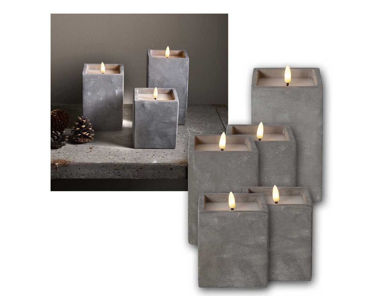 STAR TRADING LED-Leuchtmittel LED Kerze "Beton Quader" 11/14/16cm, 5er Set M, warmweiß STAR TRADING LED-Leuchtmittel LED Kerze "Beton Quader" 11/14/16cm, 5er Set M, warmweiß von STAR TRADING