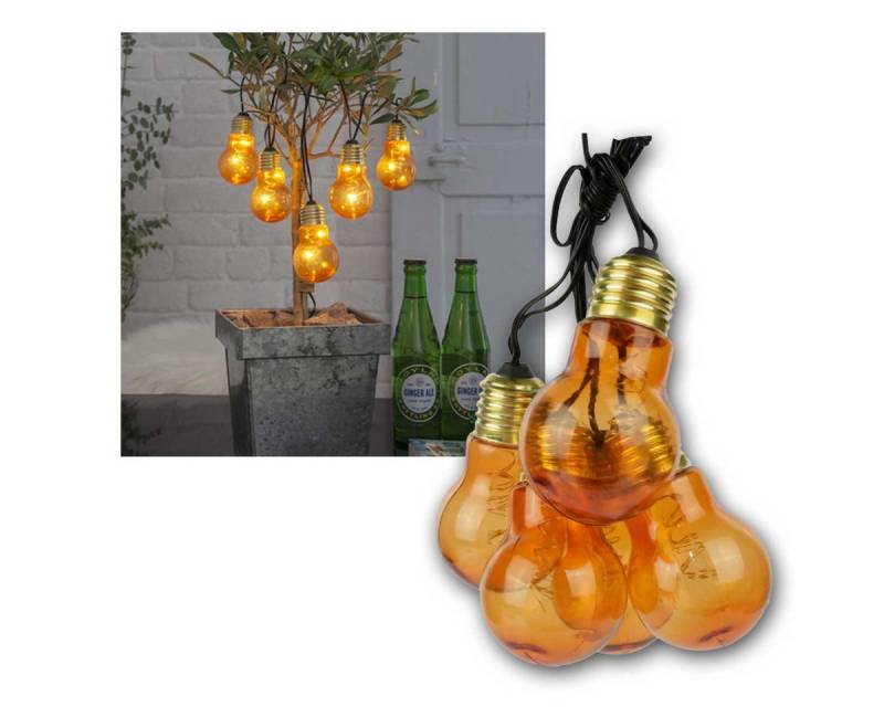 STAR TRADING LED-Lichterkette Batterie Lichterkette GLOW 10 LED Timer Glas orang von STAR TRADING