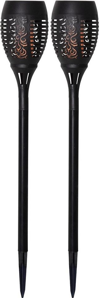 STAR TRADING LED Solarleuchte Flame, LED Solar-Fackeln,Flame, 2er Set, Gartenfackel schwarz, tanzende Fla von STAR TRADING