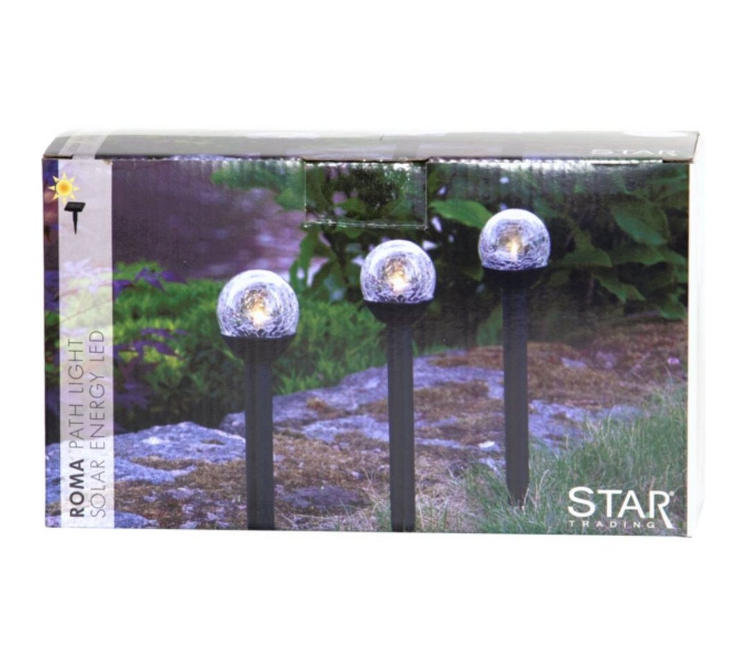 STAR TRADING LED Solarleuchte LED-Solar-Stäbe "Roma", 3er Set schwarz/klar von STAR TRADING
