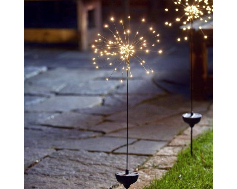 MARELIDA LED Solarleuchte LED Solarstab FEUERWERK Gartendeko 90 warmweiße LED 100cm Lichtsensor, LED Classic, warmweiß (2100K bis 3000K) von MARELIDA