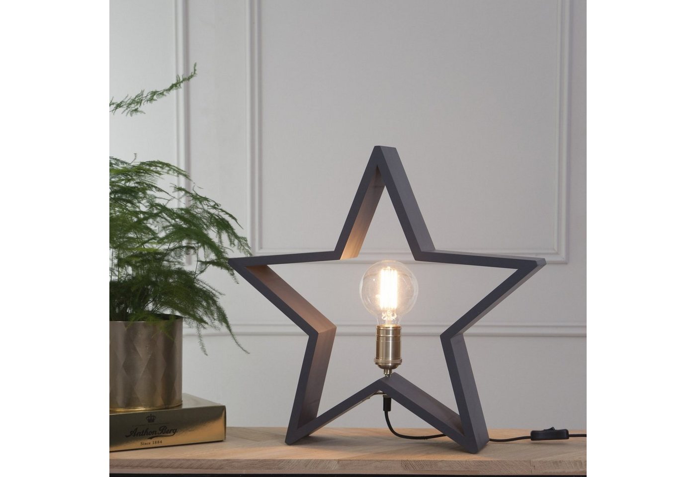 STAR TRADING LED Stern Holzstern Adventsstern Weihnachtsstern Tischlampe stehend 50cm E27 von STAR TRADING