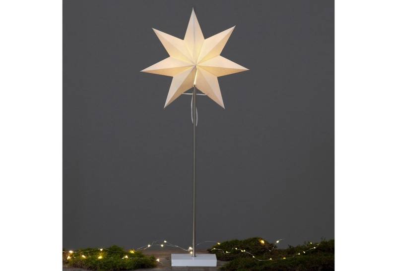 STAR TRADING LED Stern Papierstern Stehleuchte Weihnachtsstern stehend 7-zackig 80cm E14 weiß von STAR TRADING