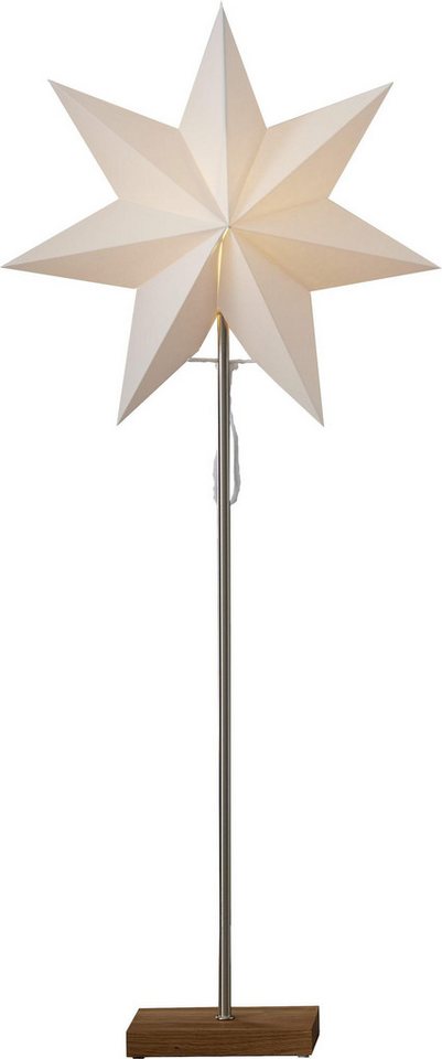 STAR TRADING LED Stern Papierstern Tott, stehend 7-zackig, 80cm inkl. E14 Fassung weiß/braun von STAR TRADING