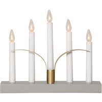 Star Trading Hellgrauer Kerzenleuchter ,Lilja' mit Golddetails, 5-flammig, austauschbare E10 Leuchtmittel, B 30cm von STAR TRADING