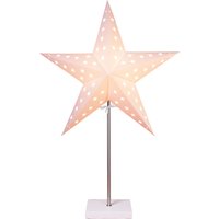 Star Trading - Tischlampe Weihnachtsstern Leo von 3D Papierstern Weihnachten in Weiß mit Fuß aus Holz und Metall, Dekostern Tischleuchte mit von STAR TRADING