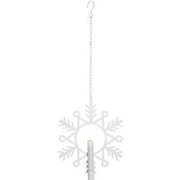 Star Trading - Dekoration Flamme Snow, Schneeflocke, Deko-Lampe, Metall, Weiß, led, Timer, Warmweiß, 29 cm von STAR TRADING