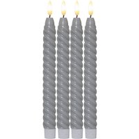 Star Trading - led Kerzen mit Timerfunktion led Stabkerzen grau led Kerzen flackernde Flamme led Kerze mit Timer Kerzen Deko Stabkerzen gedreht von STAR TRADING