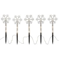 Outdoor Bodenlichterkette ,Wandy' mit Schneeflocken-Design, Batterien + Timer, 5 led Lichtquellen, warmweiß, l 140cm - Star Trading von STAR TRADING