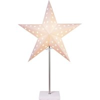 Star Trading - Tischlampe Weihnachtsstern Leo von 3D Papierstern Weihnachten in Weiß mit Fuß aus Holz und Metall, Dekostern Tischleuchte mit von STAR TRADING