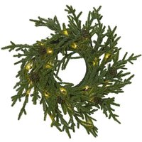 Wilder led Tannenkranz ,Lummer', echt wirkend mit Tannenzapfen, 20 LEDs, Batterie + Timer, grün, ø 38cm - Star Trading von STAR TRADING