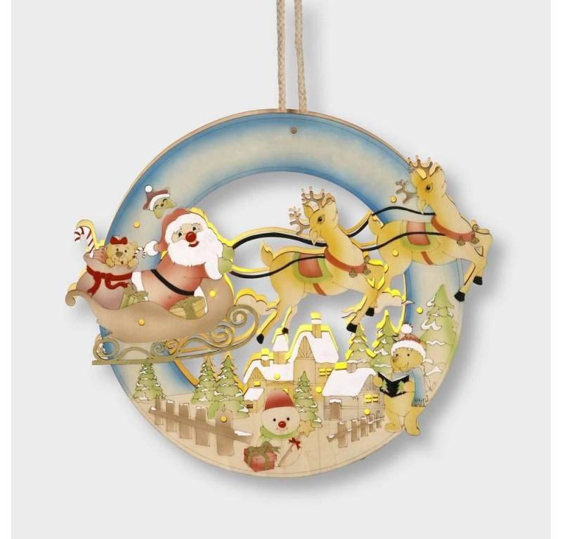 STAR LED Fensterbild LED Holzhänger Weihnachtsmann im Schlitten Batteriebetrieb 26x30cm inn STAR LED Fensterbild LED Holzhänger Weihnachtsmann im Schlitten Batteriebetrieb 26x30cm inn von STAR