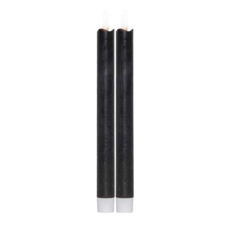 STAR LED-Kerze 062-97 LED Stabkerze schwarz lang 2er flackernd 24x2,1cm Timer Batt. von STAR