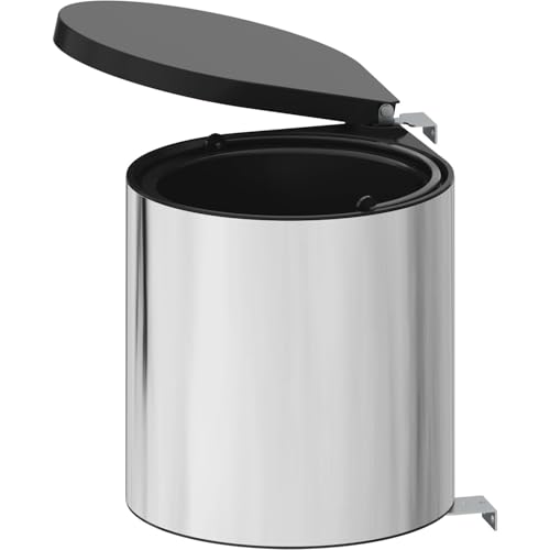 STARAX Einbaumülleimer mit automatischen Deckel - Einbau Abfalleimer 10 Liter mit Deckel, Kunststoff Edelstahl-Effekt von STARAX