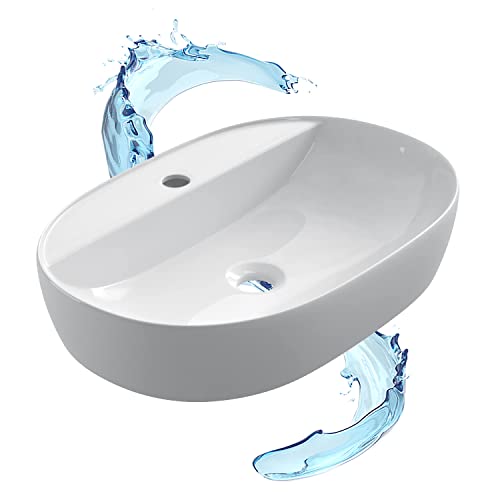 Starbath Plus - Keramik-Waschtisch - Ovale Form - Weiß - Mit Hahnloch - Maße 60 x 38 x 12 cm - Ideal für Arbeitsplatten in Badezimmern und Toilettenmöbeln von STARBATH PLUS