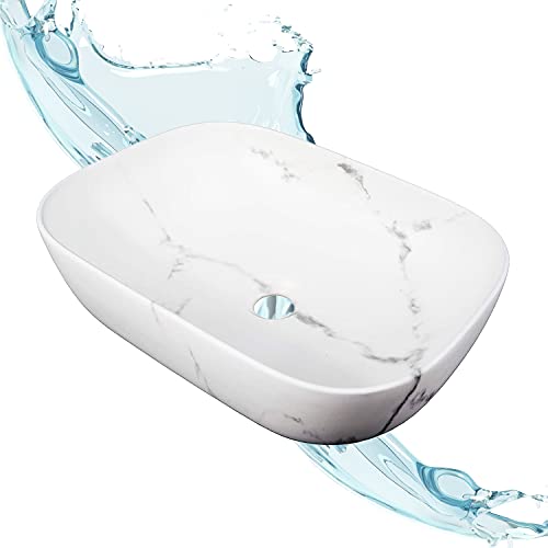 Starbath Plus - Weißes Keramikbecken - Ovale Form - Dimensioni 46 x 33 x 13 cm - ideal für die Aufstellung auf der Waschtischplatte von Bädern und Toiletten von STARBATH PLUS
