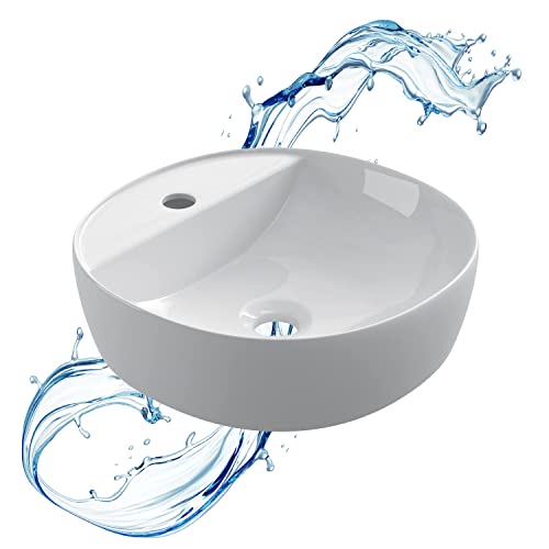 Starbath Plus - Keramik-Waschtisch - Rund - Weiß - Mit Hahnloch - Maße 40 x 40 x 12 cm - Ideal für Arbeitsplatten in Badezimmern und Toilettenmöbeln von STARBATH PLUS