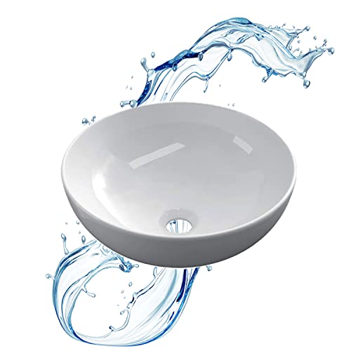 Starbath Plus - Keramik-Waschtisch - Rund - Weiß - Ohne Bohrer - Maße 32 x 32 x 15 cm - Ideal für Arbeitsplatten in Badezimmern und Toilettenmöbeln von STARBATH PLUS
