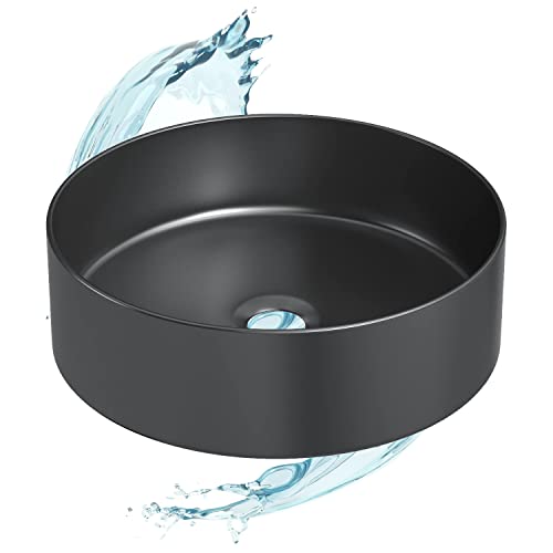Starbath Plus - Keramik-Waschtisch - Runde Form - Farbe Mattschwarz - Maße 35 x 35 x 12 cm - Ideal für Arbeitsplatten in Badezimmern und Toilettenmöbeln von STARBATH PLUS