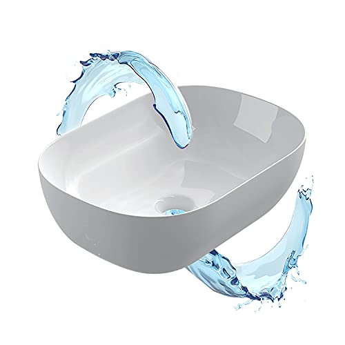 Starbath Plus - Weißes Keramikbecken - Ovale Form - Dimensioni 45,5 x 32,5 x 14 cm - ideal für die Aufstellung auf der Waschtischplatte von Bädern und Toiletten von STARBATH PLUS