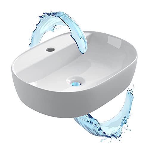 Starbath Plus - Keramik-Waschtisch - Ovale Form - Weiß - Mit Hahnloch - Maße 50 x 38 x 12 cm - Ideal für Arbeitsplatten in Badezimmern und Toilettenmöbeln von STARBATH PLUS