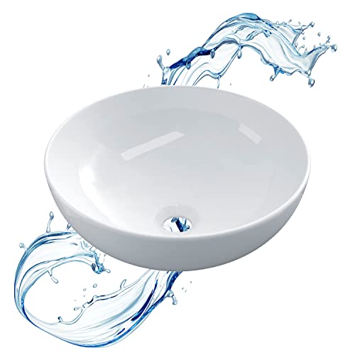 Starbath Plus - Keramik-Waschtisch - Rund - Weiß - Ohne Bohrer - Maße 40 x 40 x 15 cm - Ideal für Arbeitsplatten in Badezimmern und Toilettenmöbeln von STARBATH PLUS