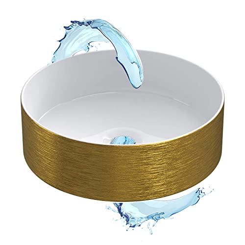 Starbath Plus - Keramik-Waschtisch - Runde Form - Farbe Gold - Maße 35 x 35 x 12 cm - Ideal für Arbeitsplatten in Badezimmern und Toilettenmöbeln von STARBATH PLUS