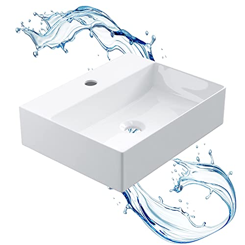 Starbath Plus - Weißer Keramik-Waschtisch - Rechteckige Form - Mit Hahnloch - Maße 46 x 36 x 12 cm - ideal für die Aufstellung auf der Waschtischplatte von Bädern und Toiletten Starbath Plus - Weißer Keramik-Waschtisch - Rechteckige Form - Mit Hahnloch - Maße 46 x 36 x 12 cm - ideal für die Aufstellung auf der Waschtischplatte von Bädern und Toiletten von STARBATH PLUS