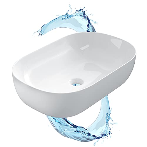 Starbath Plus - Weißes Keramikbecken - Ovale Form - Dimensioni 61 x 40 x 15 cm - ideal für die Aufstellung auf der Waschtischplatte von Bädern und Toiletten von STARBATH PLUS