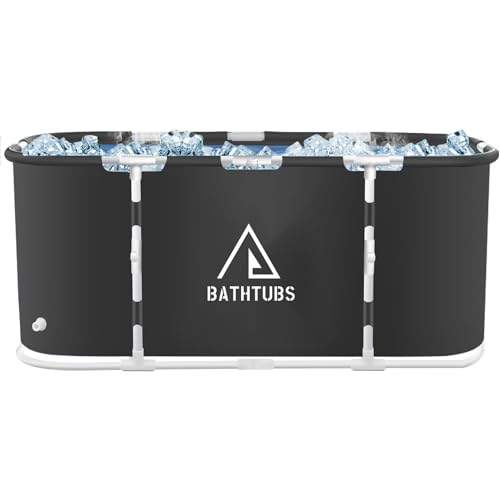 Faltbare Badewanne - Tragbare Whirlpoolwanne für Duschkabinen oder den Außenbereich - Effiziente Temperaturhaltung und platzsparendes Design für Erwachsene (schwarz) von STARBRILLIANT