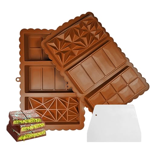 Schokoladenform Silikon, 2 Stück Tief Schokoladentafel Form BPA-frei Schokoladentafel in Lebensmittelqualität Form Silikonform (2 Stück-schokoladenbraun-K) von STARBRILLIANT