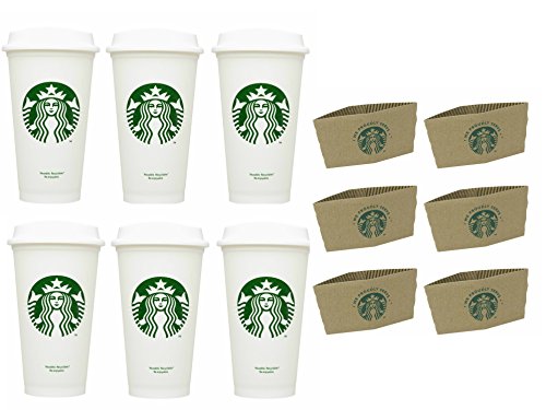 Starbucks Reise-Kaffeetasse, wiederverwendbar, recycelbar, auslaufsicher, BPA-frei, Grande, 6 Stück, mit Hülsenbündel von STARBUCKS
