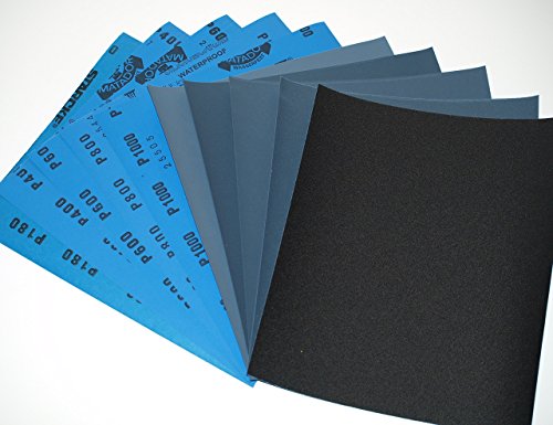 Starcke Matador Schleifpapier, Trocken / Nass, Körnung 180 / 400 / 600 / 800 / 1000 (je 2 Bögen), 10 Stück von STARCKE ERSTA Abrasives