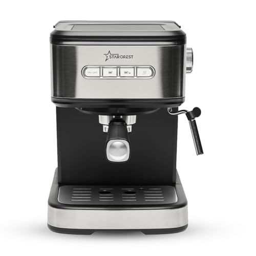 STARCREST Espressomaschine Siebträger 20 bar mit Milchschäumer, Siebträger-Espressokocher, Kaffeemaschine mit Siebträger, Espressomaker mit doppeltem Edelstahlfilter, Silber und Schwarz STARCREST Espressomaschine Siebträger 20 bar mit Milchschäumer, Siebträger-Espressokocher, Kaffeemaschine mit Siebträger, Espressomaker mit doppeltem Edelstahlfilter, Silber und Schwarz von STARCREST