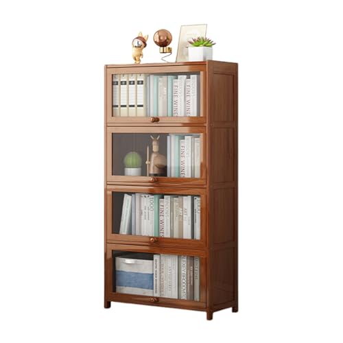 Bücherregal mit Acryl Türen Lagerregal Stehend aus Holz Regal 30cm Breit für Arbeitszimmer Büro Wohnzimmer Schlafzimmer Brown-5F 80cm von STARHMLUX