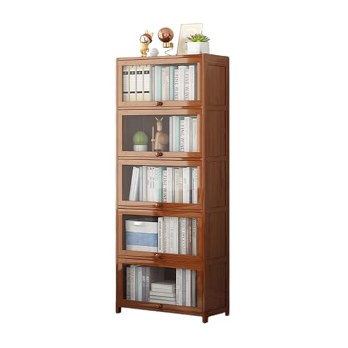 Bücherregal mit Acryl Türen Lagerregal Stehend aus Holz Regal 30cm Breit für Arbeitszimmer Büro Wohnzimmer Schlafzimmer Brown-6F 40cm von STARHMLUX