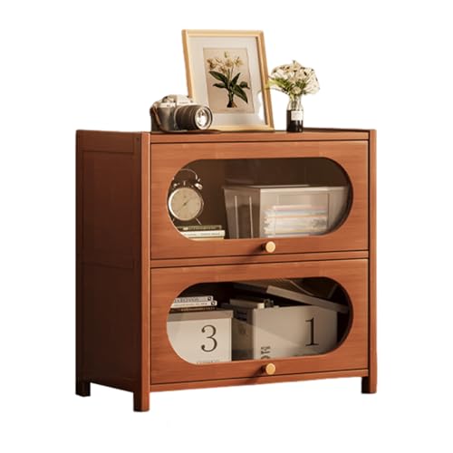 Bücherregal mit Türen mit Ebenen Lagerregal Stehend aus Holz Regal 30cm Breit für Arbeitszimmer Büro Wohnzimmer Schlafzimmer Brown-3F 60cm von STARHMLUX