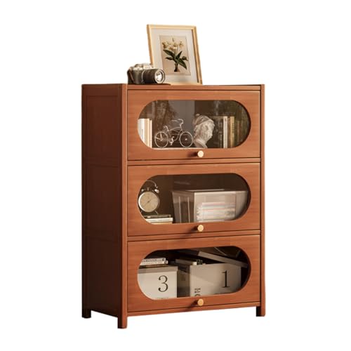 Bücherregal mit Türen mit Ebenen Lagerregal Stehend aus Holz Regal 30cm Breit für Arbeitszimmer Büro Wohnzimmer Schlafzimmer Brown-4F 60cm von STARHMLUX