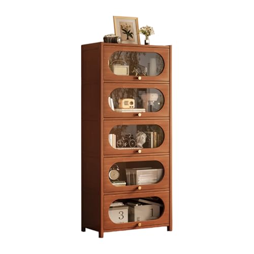 Bücherregal mit Türen mit Ebenen Lagerregal Stehend aus Holz Regal 30cm Breit für Arbeitszimmer Büro Wohnzimmer Schlafzimmer Brown-6F 80cm von STARHMLUX