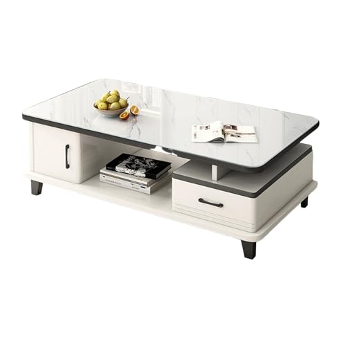Couchtisch Glas mit Stauraum - Kaffeetisch Modern GroßZüGiger Unterteilter Stauraum und Stabiles MittelfußDesign Geeignet füR den Einsatz im Homeoffice White 47.2 * 23.6 * 16.1in Couchtisch Glas mit Stauraum - Kaffeetisch Modern GroßZüGiger Unterteilter Stauraum und Stabiles MittelfußDesign Geeignet füR den Einsatz im Homeoffice White 47.2 * 23.6 * 16.1in von STARHMLUX