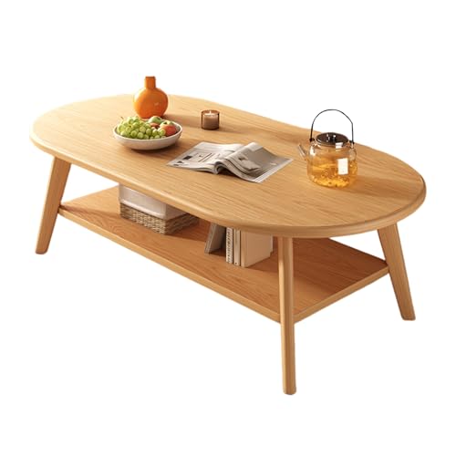 Couchtisch Oval Holz - Beistelltisch mit Stauraum Doppelte Aufbewahrungsfunktion Beine aus Massivholz Geeignet füR Wohnzimmer und Esszimmer Natural 47.2 * 23.6 * 17.7in Couchtisch Oval Holz - Beistelltisch mit Stauraum Doppelte Aufbewahrungsfunktion Beine aus Massivholz Geeignet füR Wohnzimmer und Esszimmer Natural 47.2 * 23.6 * 17.7in von STARHMLUX