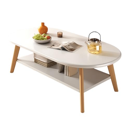 Couchtisch Oval Holz - Beistelltisch mit Stauraum Doppelte Aufbewahrungsfunktion Beine aus Massivholz Geeignet füR Wohnzimmer und Esszimmer Warm White 47.2 * 23.6 * 17.7in Couchtisch Oval Holz - Beistelltisch mit Stauraum Doppelte Aufbewahrungsfunktion Beine aus Massivholz Geeignet füR Wohnzimmer und Esszimmer Warm White 47.2 * 23.6 * 17.7in von STARHMLUX