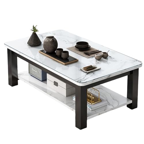Couchtisch mit Stauraum - Tisch Wohnzimmer Modern Doppelschichtiges Arbeitsplattendesign mit Verdicktem Stahlrahmen Geeignet füR Wohnzimmer und BüRo White 55.1 * 23.6 * 18.1in Couchtisch mit Stauraum - Tisch Wohnzimmer Modern Doppelschichtiges Arbeitsplattendesign mit Verdicktem Stahlrahmen Geeignet füR Wohnzimmer und BüRo White 55.1 * 23.6 * 18.1in von STARHMLUX