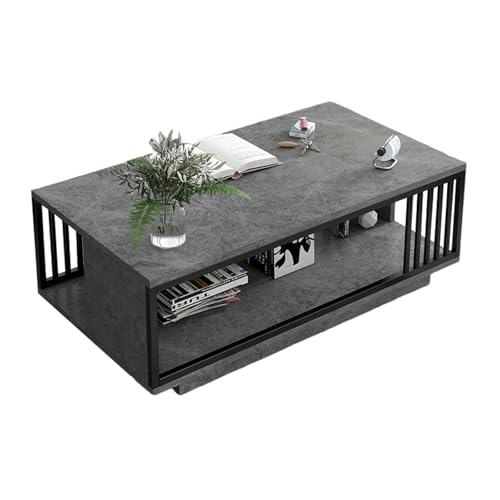 Kaffeetisch mit Stauraum - Beistelltisch Metall Doppelschichtiges Aufbewahrungsdesign Verdicktes Stahlrohr füR Wohnzimmer und BüRo Gray 47.2 * 23.6 * 15.7in Kaffeetisch mit Stauraum - Beistelltisch Metall Doppelschichtiges Aufbewahrungsdesign Verdicktes Stahlrohr füR Wohnzimmer und BüRo Gray 47.2 * 23.6 * 15.7in von STARHMLUX