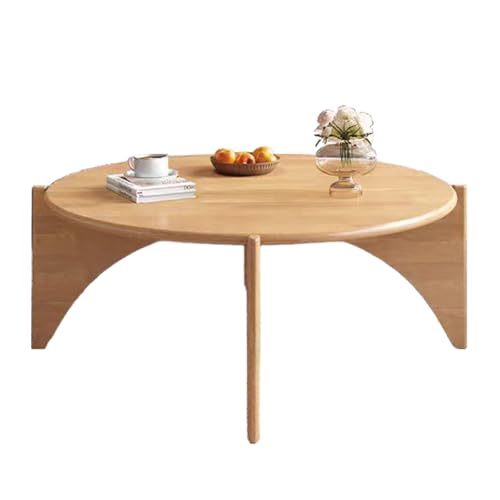 Landhausstil Runder Kaffeetisch - Holz Couchtisch Rillenkartendesign Einzigartige StüTzstruktur füR Wohnzimmer Natural 29.9 * 29.9 * 16.5in Landhausstil Runder Kaffeetisch - Holz Couchtisch Rillenkartendesign Einzigartige StüTzstruktur füR Wohnzimmer Natural 29.9 * 29.9 * 16.5in von STARHMLUX