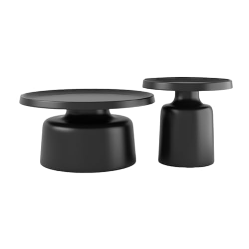 Metall Runde Couchtische Klassische Schwarz-Weiß-Farbabstimmung Spezielle Technologie füR GewöLbte OberfläChen füR Wohnzimmer Sofa Black + Black 27.6 * 27.6 * 15.7in + 19.7 * 19.7 * 19.7in Metall Runde Couchtische Klassische Schwarz-Weiß-Farbabstimmung Spezielle Technologie füR GewöLbte OberfläChen füR Wohnzimmer Sofa Black + Black 27.6 * 27.6 * 15.7in + 19.7 * 19.7 * 19.7in von STARHMLUX