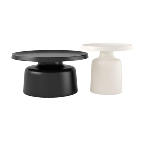 Metall Runde Couchtische Klassische Schwarz-Weiß-Farbabstimmung Spezielle Technologie füR GewöLbte OberfläChen füR Wohnzimmer Sofa Black + White 27.6 * 27.6 * 15.7in + 19.7 * 19.7 * 19.7in Metall Runde Couchtische Klassische Schwarz-Weiß-Farbabstimmung Spezielle Technologie füR GewöLbte OberfläChen füR Wohnzimmer Sofa Black + White 27.6 * 27.6 * 15.7in + 19.7 * 19.7 * 19.7in von STARHMLUX