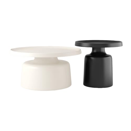 Metall Runde Couchtische Klassische Schwarz-Weiß-Farbabstimmung Spezielle Technologie füR GewöLbte OberfläChen füR Wohnzimmer Sofa White + Black 27.6 * 27.6 * 15.7in + 19.7 * 19.7 * 19.7in Metall Runde Couchtische Klassische Schwarz-Weiß-Farbabstimmung Spezielle Technologie füR GewöLbte OberfläChen füR Wohnzimmer Sofa White + Black 27.6 * 27.6 * 15.7in + 19.7 * 19.7 * 19.7in von STARHMLUX